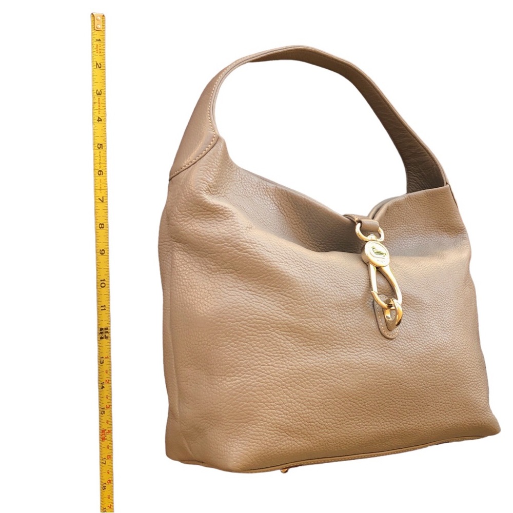 Dooney & Bourke Belvedere Pebble Leather Logo Lock Shoulder Bag Soft Gray - Picture 13 of 16